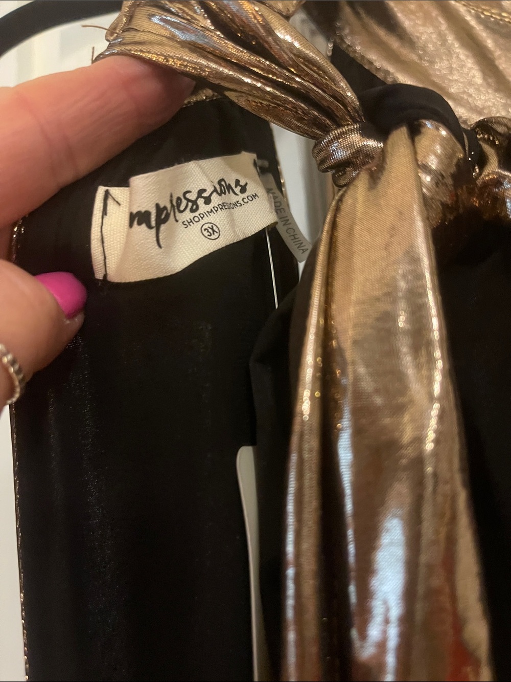 Impressions Metallic Gold Halter Jumpsuit - Picture 4 of 5
